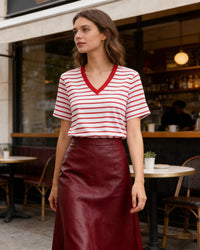 Loose-Fit Striped V-Neck T-Shirt