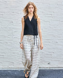 Linen V-Neck Sleeveless Tie-Front Vest