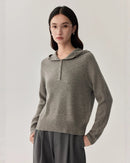 Sheep Wool Hooded Knit Pullover Sweater