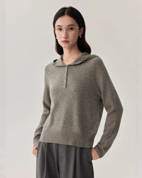 Sheep Wool Hooded Knit Pullover Sweater