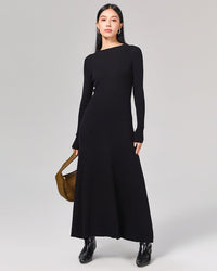 Lace-Up Wool Maxi Dress