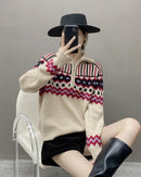 Cashmere Loose Half-Zip Casual Sweater