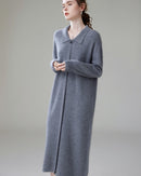 Cashmere Polo Collar Knitted Loose Long Dress