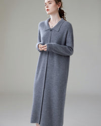 Cashmere Polo Collar Knitted Loose Long Dress