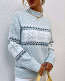 High-Neck Snowflake Knit Sweater