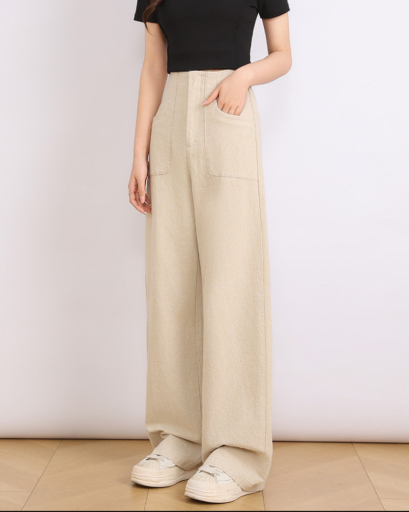 Casual High-Waisted Straight-Leg Pants