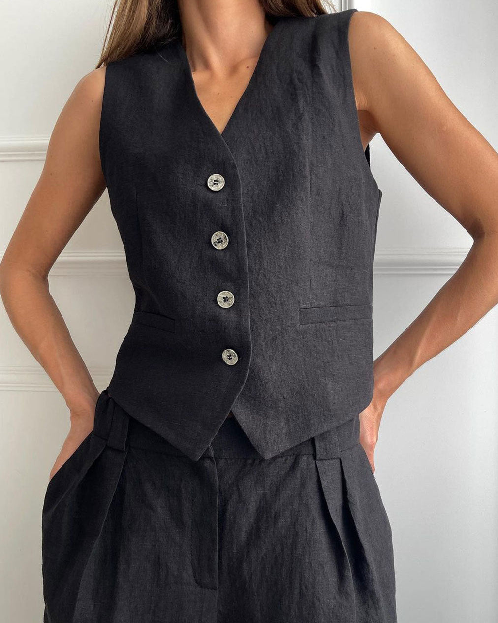Sleeveless Vest Wide-Leg Pant Set