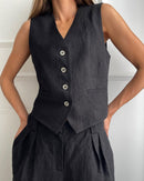 Sleeveless Vest Wide-Leg Pant Set