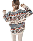 Round Neck Loose Christmas Jacquard Sweater