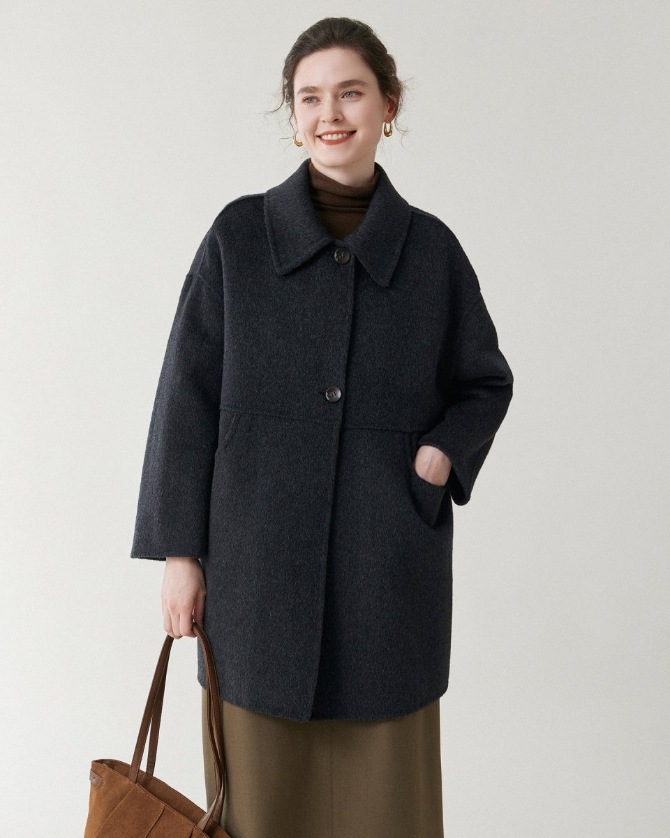 Mid-Length Pure Wool Coat