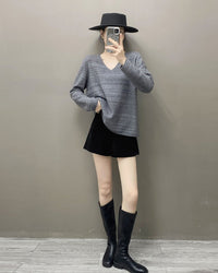 Cashmere V-Neck Loose-Fitting Versatile Sweater