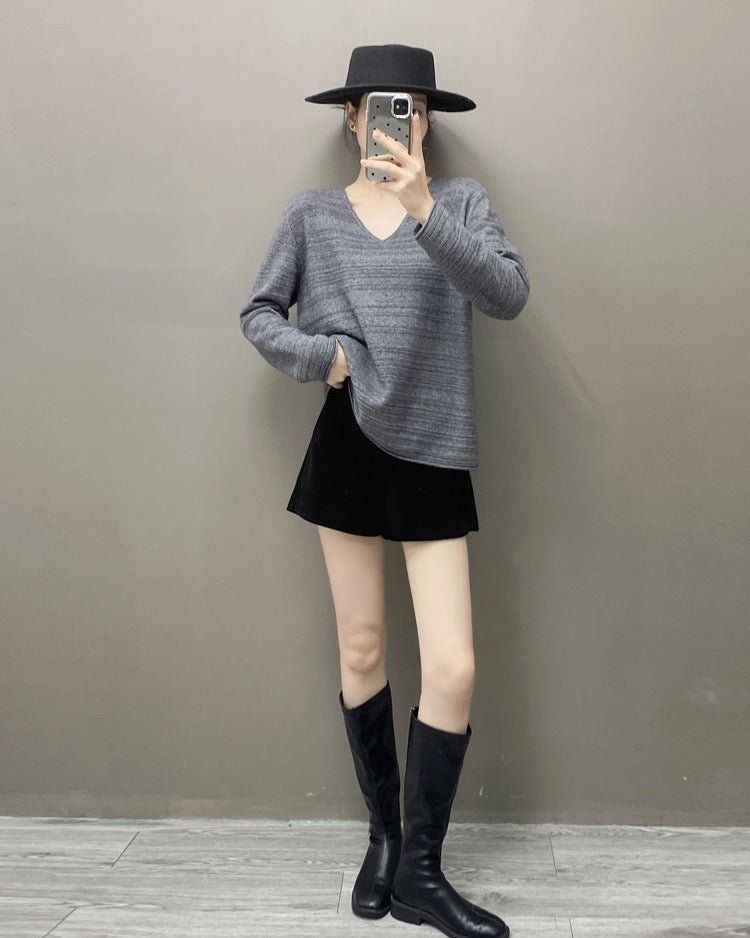 Cashmere V-Neck Loose-Fitting Versatile Sweater