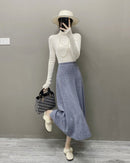 High-Waisted Soft A-Line Cashmere Skirt