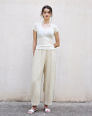 High Waist Linen-Blend Ankle Pants
