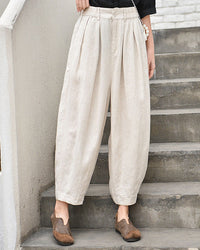 Linen High-Waisted Straight Leg Pants