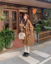 Sheep Wool Hooded Duffle Coat