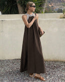 Gentle Herd Embroidered Halter Maxi Dress | Timeless Casual Elegance
