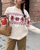 Christmas Retro Jacquard Crew Neck Sweater