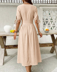 Casual Short-Sleeved V-Neck Dress