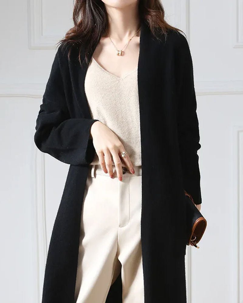 Open Front 100% Merino Wool Long Cardigan