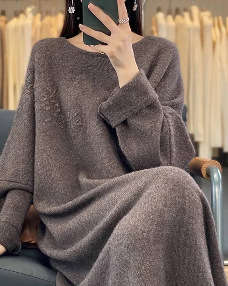 Oversized Round-Neck Cashmere Dress