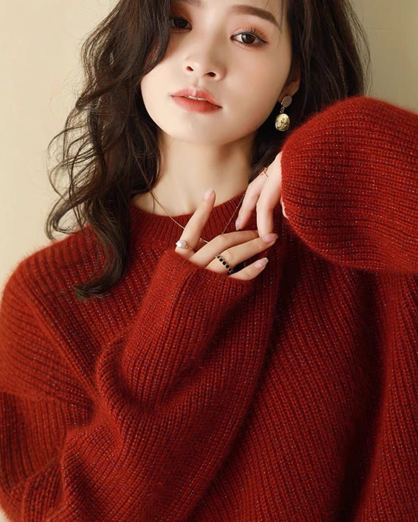 Plus Size Thick Shiny Cashmere Sweater