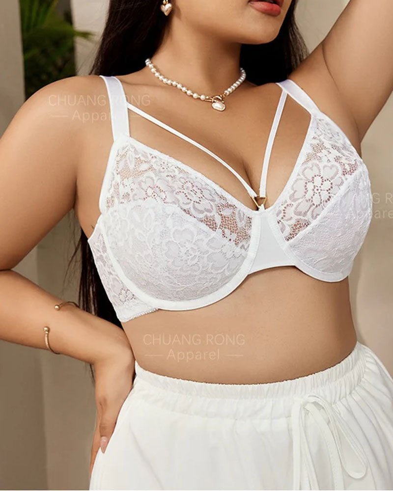 Plus-size lace thin full-cup bra
