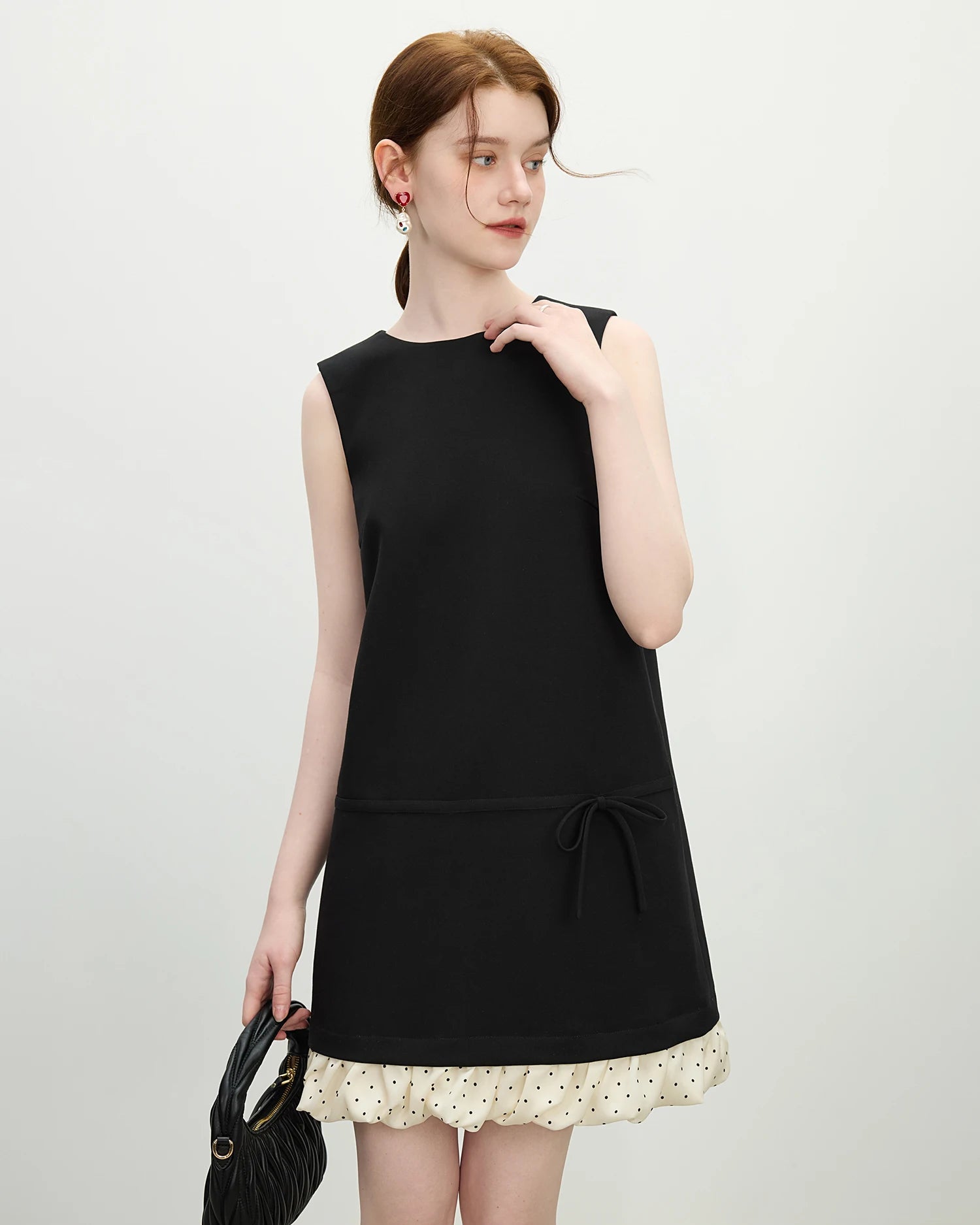 Polka Dot Bow A-Line Straight Fashion Dress