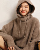 New autumn winter women’s pure cashmere knitted scarf and hat set, high-quality warm fashion accessories perfect for outdoor activities and daily cold-weather styling.