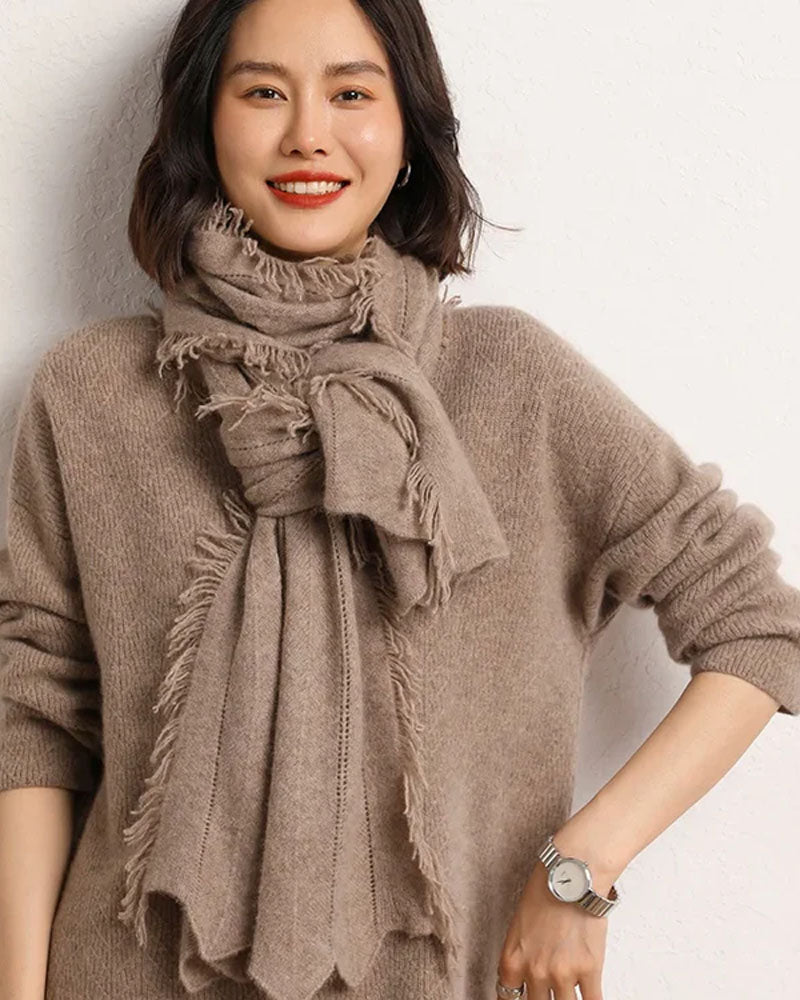 Pure Cashmere Knitted Scarf