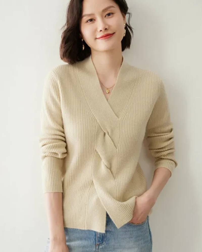 Pure Cashmere V-Neck Pullover Sweater