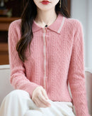 Women's merino wool polo shirt - collared short style, baby-skin soft compact knit with thermal air pockets for indoor-outdoor transitions