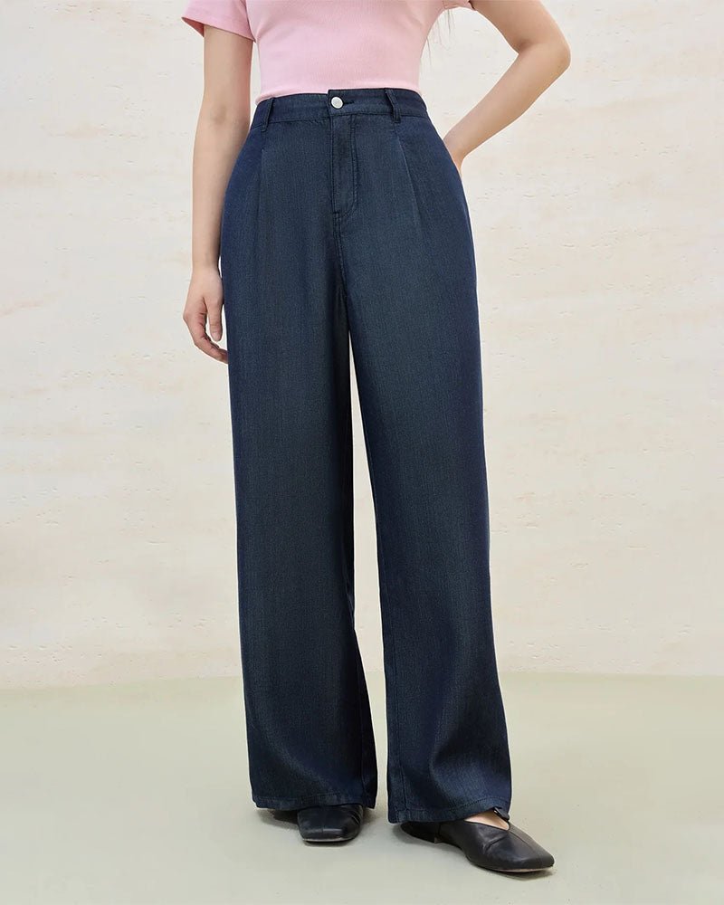Relaxed Lyocell Straight-Leg Pants