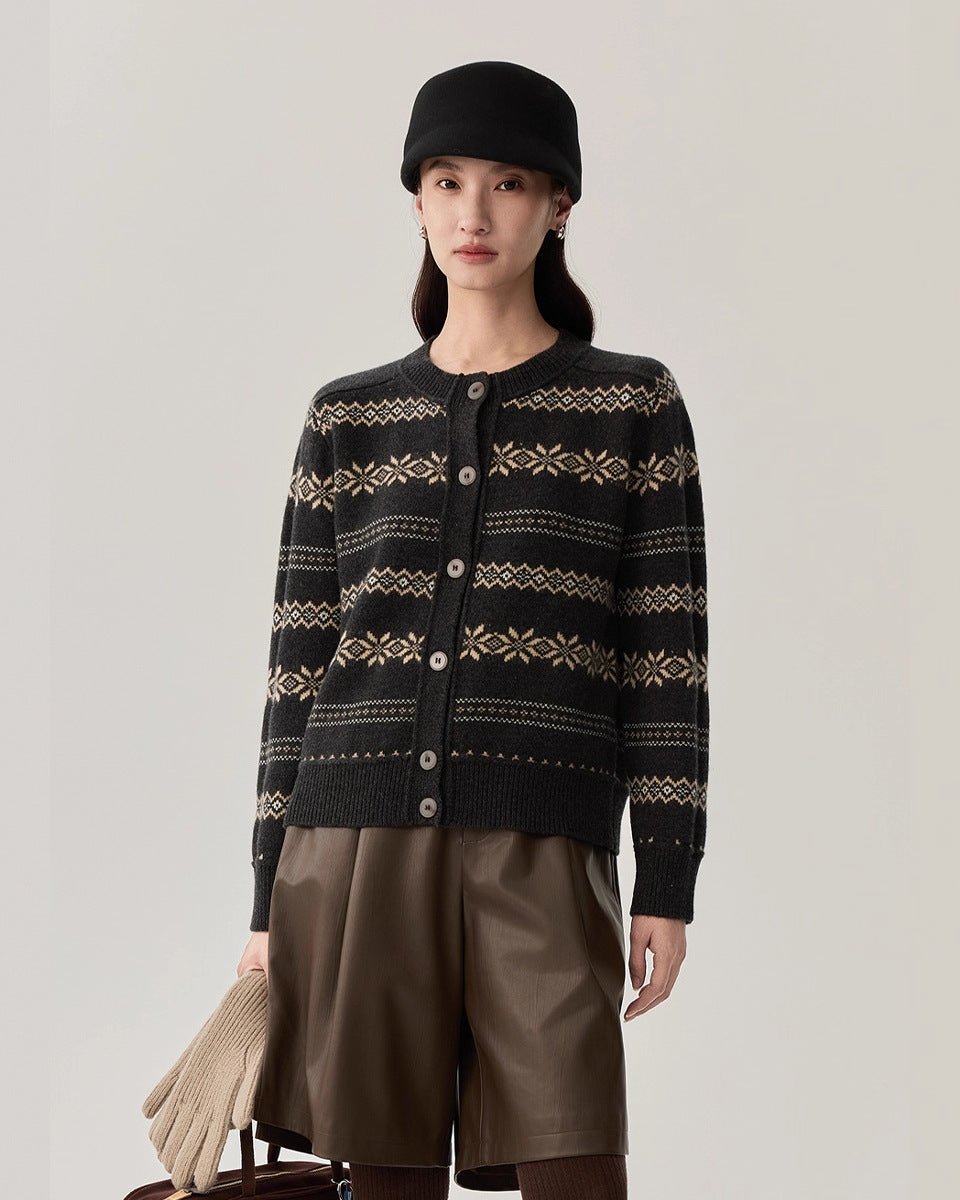 Retro Elegant Sheep Wool Knit Cardigan