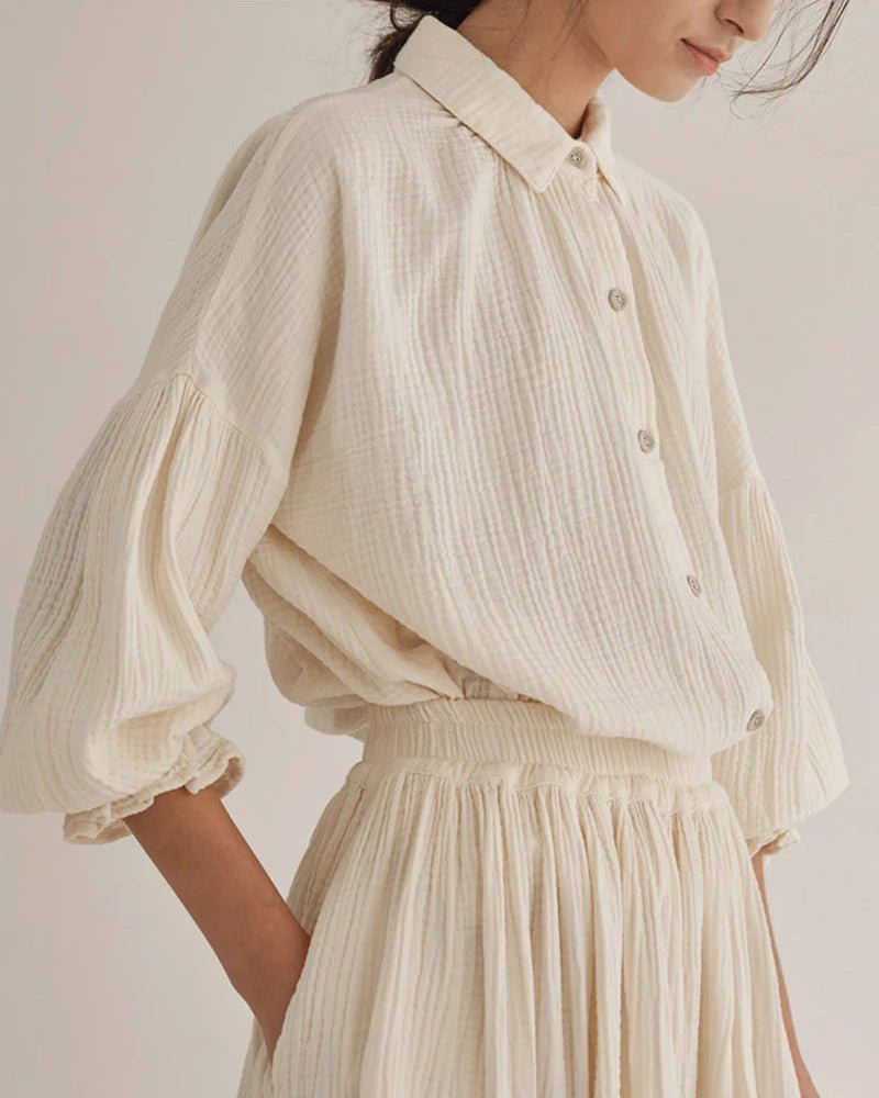 Retro Lantern Sleeve Casual Ol Shirt