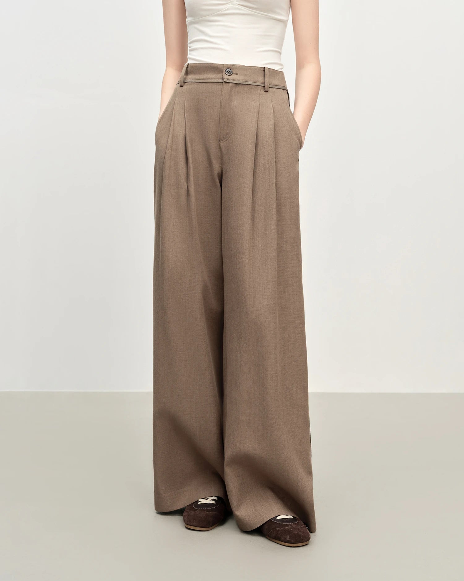 Retro Loose-Fitting Pleated Wide-Leg Casual Pants