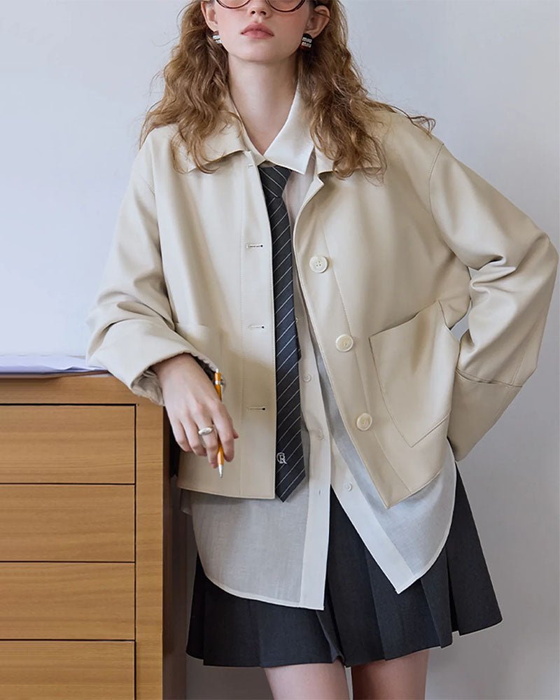 Retro Single-breasted PU Leather Jacket