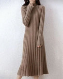 Ribbed Knitted Wool Sweater Dress