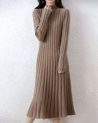 Ribbed Knitted Wool Sweater Dress