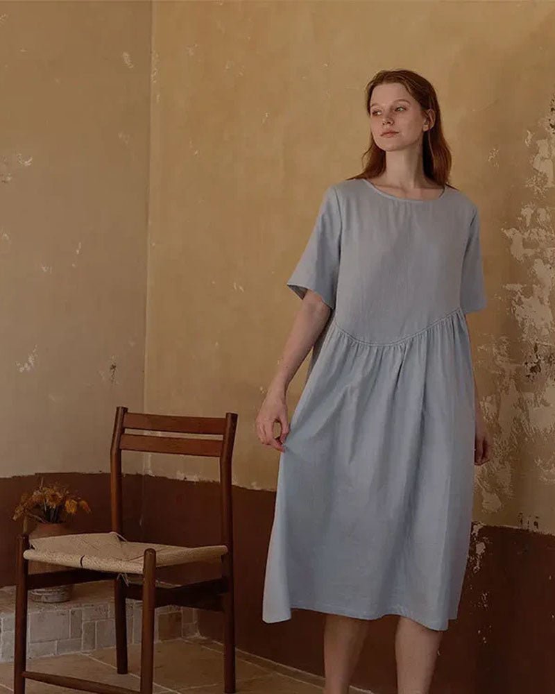 Round Neck 100% Cotton Nightdress Gentle Herde Round Neck 100% Cotton Nightdress Gentle Herde