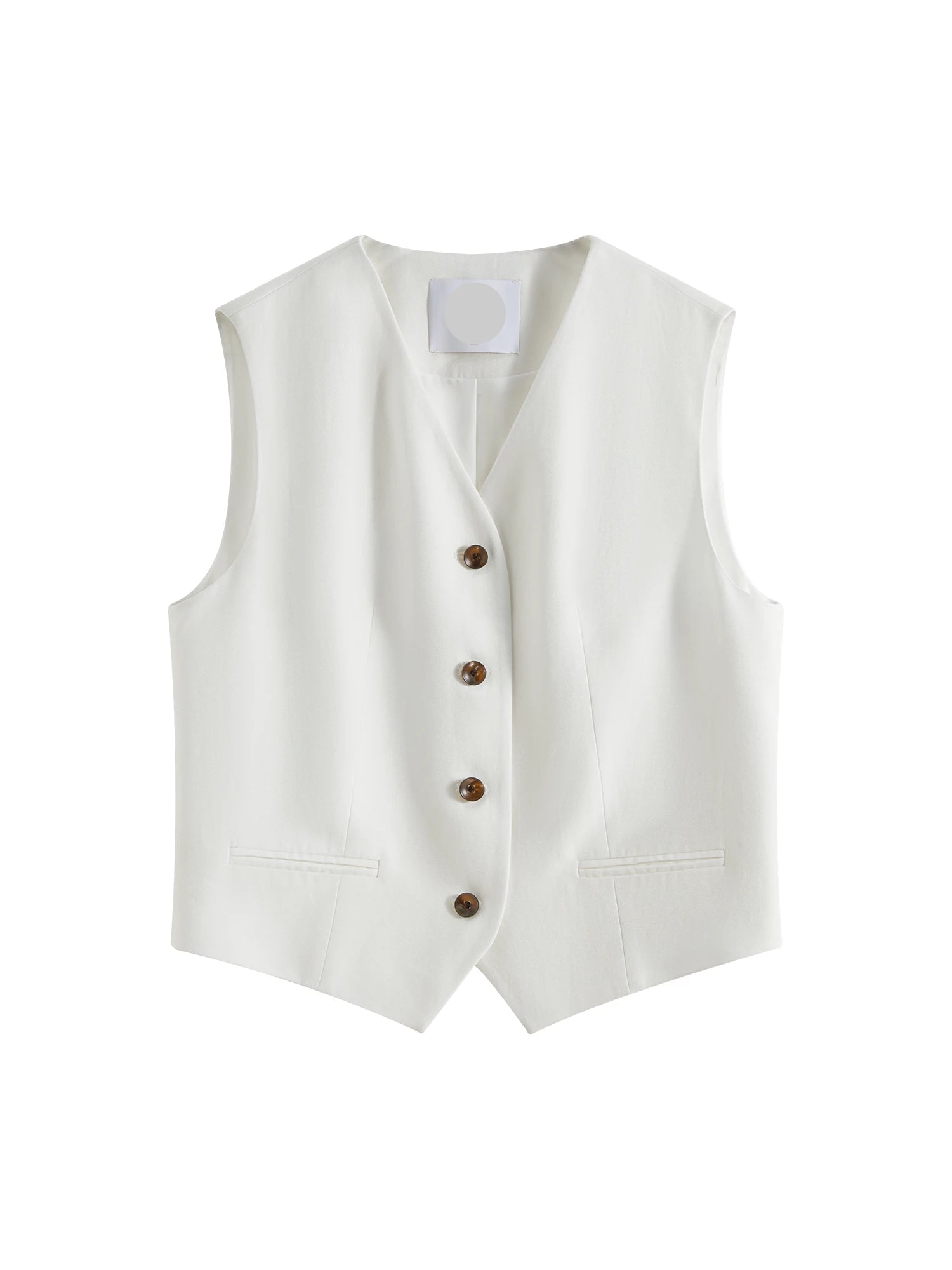 Tailored Linen Blend V-Neck Vest