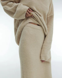 Casual V-neck Sweater& Skirt Set