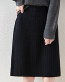 Wool Knit Straight Mini Skirt