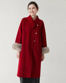 Double Sided Wool Fur Detail Coat