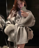 Double-Faced Wool Blend Short Coat