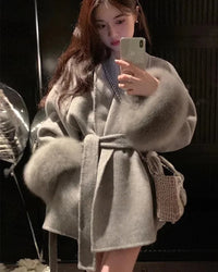 Double-Faced Wool Blend Short Coat