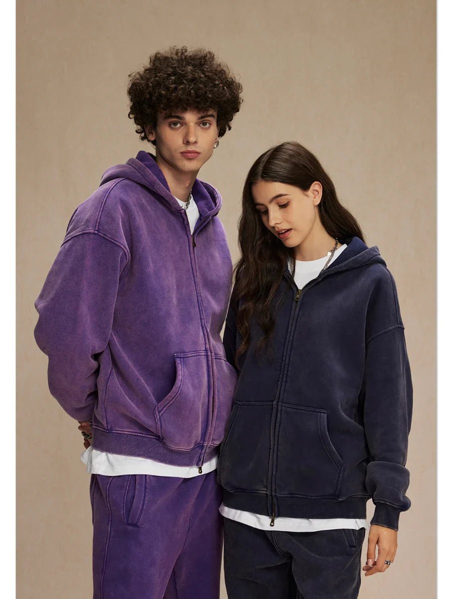 Retro Zipped Loose Hoodie