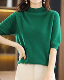Merino Wool Mock Neck Knit Top