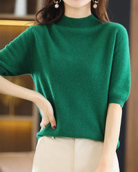 Merino Wool Mock Neck Knit Top