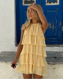 Layered Halter Neck Backless Mini Dress